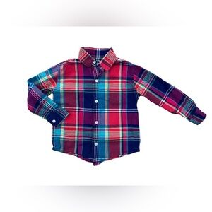 Janie and Jack Size 3 Plaid Madras Button Down Shirt